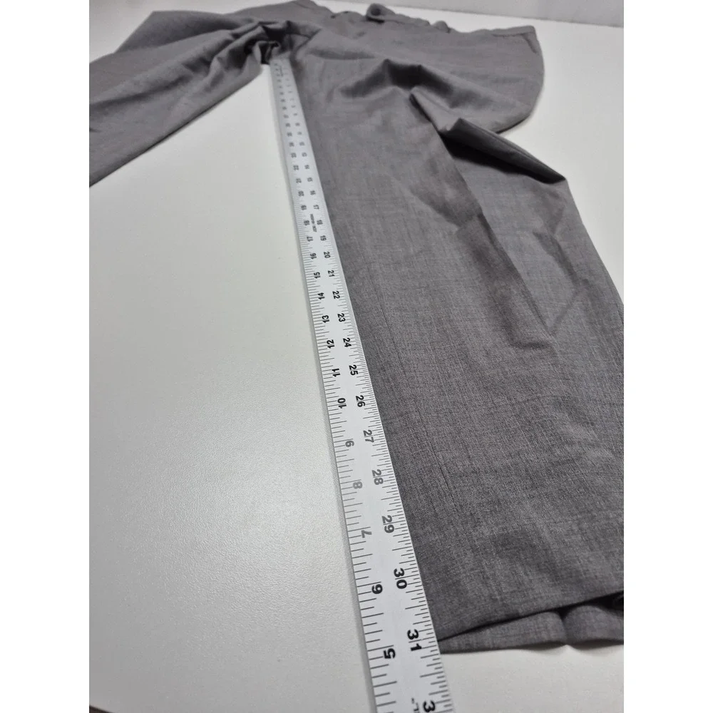 Peter Millar Dress Pants Mens 38x31 Gray Virgin Wool Stretch Flat Front FLAW